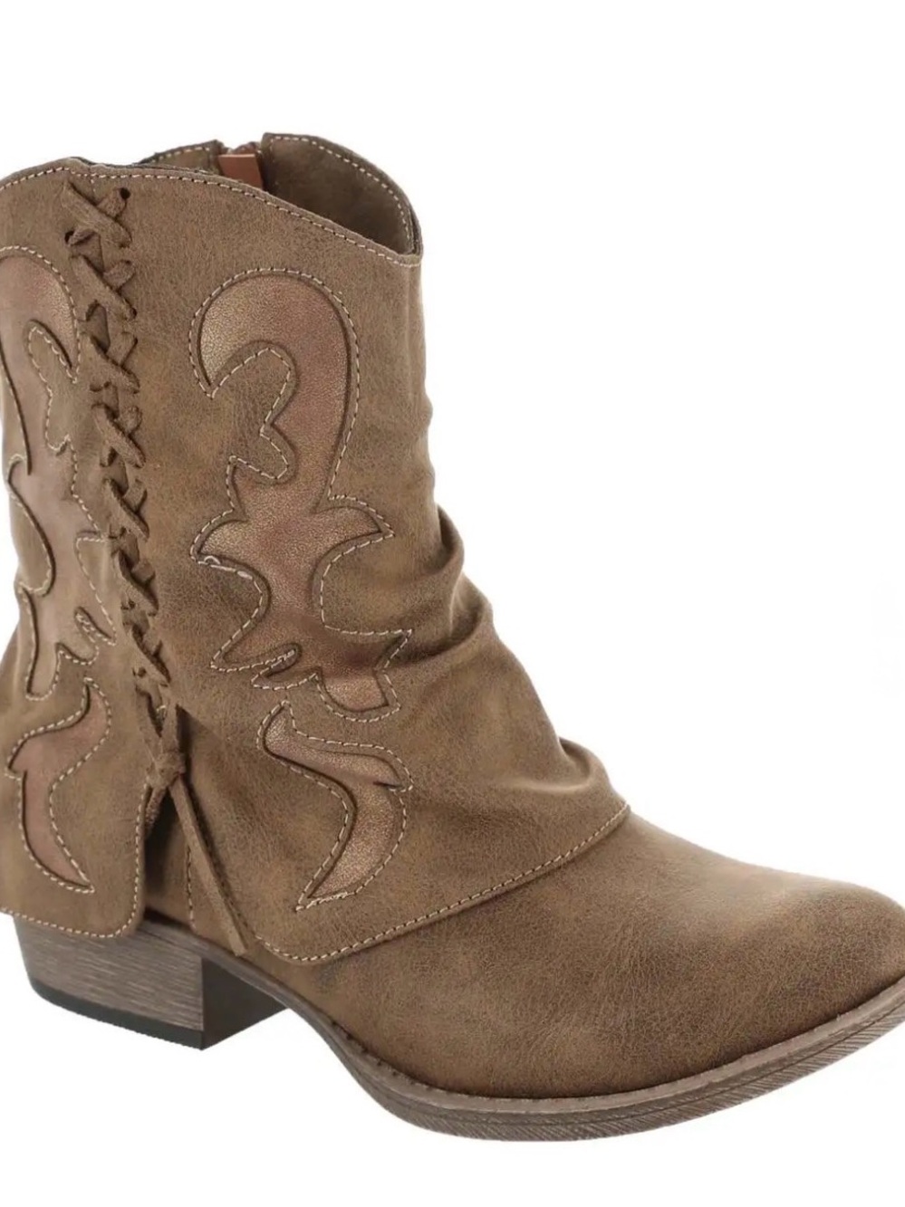 Very G Brown Taupe Western-Style Ankle Bootie